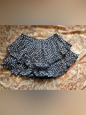 aerie Navy White Polka Dot Ruffle Mini Skort